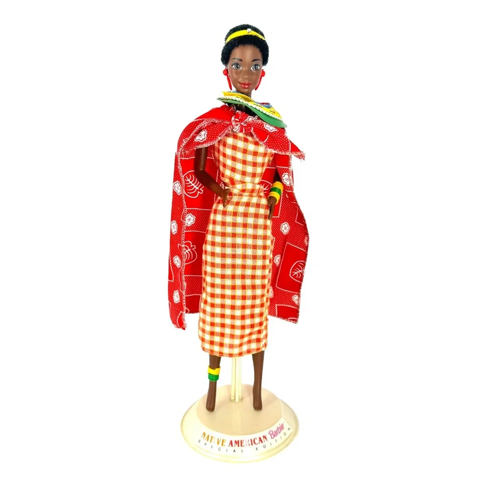 1993 Kenyan Barbie Dolls of the World #11181 Mattel Vintage Doll w‎ Stand